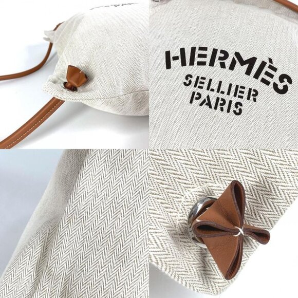 Hermes Backpack Aline MM Toile Chevron Beige main image 8